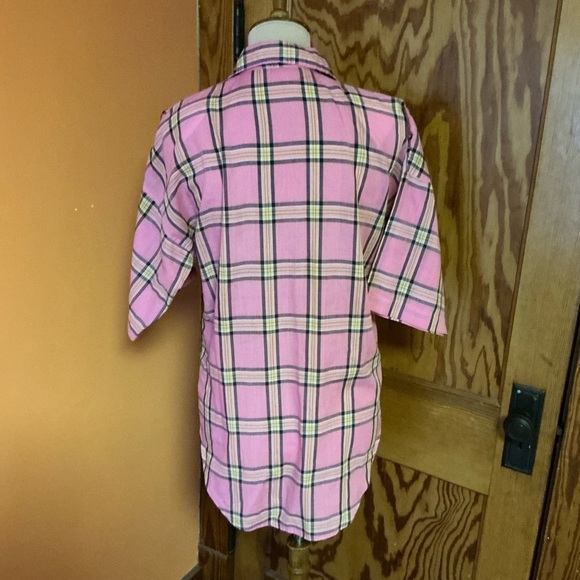3 for 20 $ bundle Vintage 60s pink plaid housewife oversized shirt - Picture 6 of 9